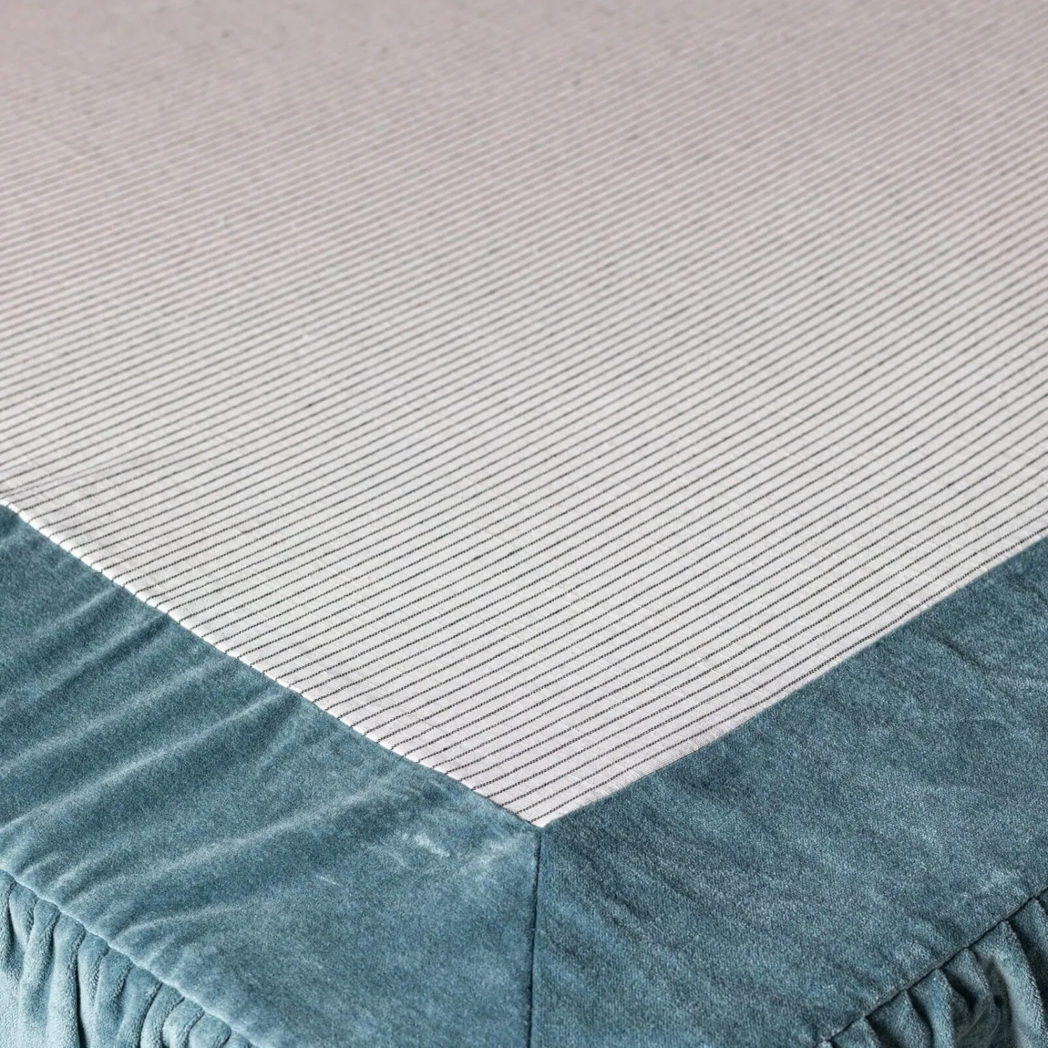Graham & Green Smoke Blue Velvet Frill Edged Valances