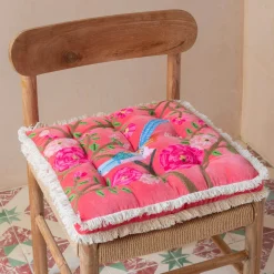 Graham & Green Songbird Coral Velvet Seat Pad