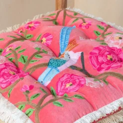 Graham & Green Songbird Coral Velvet Seat Pad