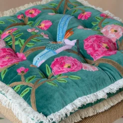 Graham & Green Songbird Jade Green Velvet Seat Pad