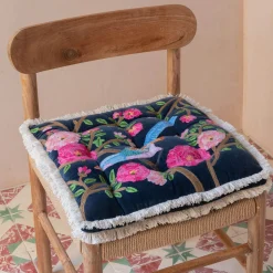Graham & Green Songbird Navy Velvet Seat Pad