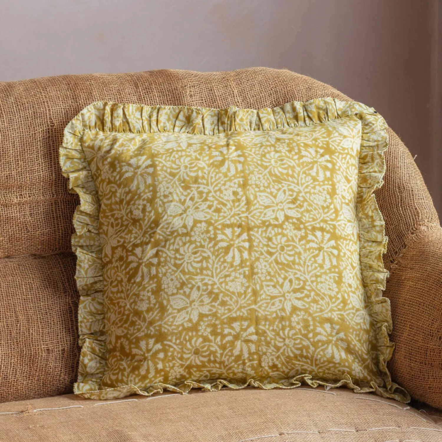 Graham & Green Square Floral Block Printed Cushions