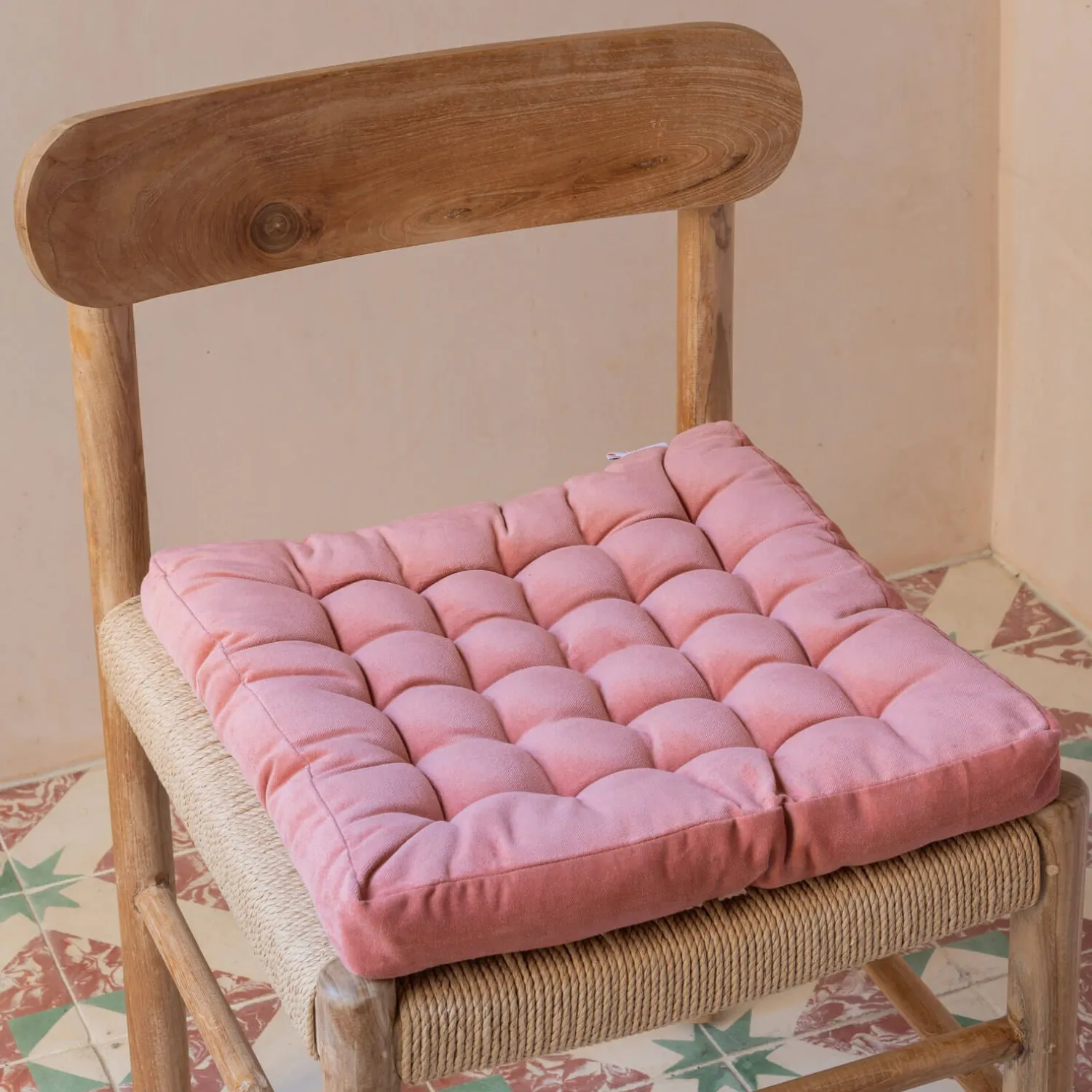 Graham & Green Square Vintage Pink Velvet Seat Pad