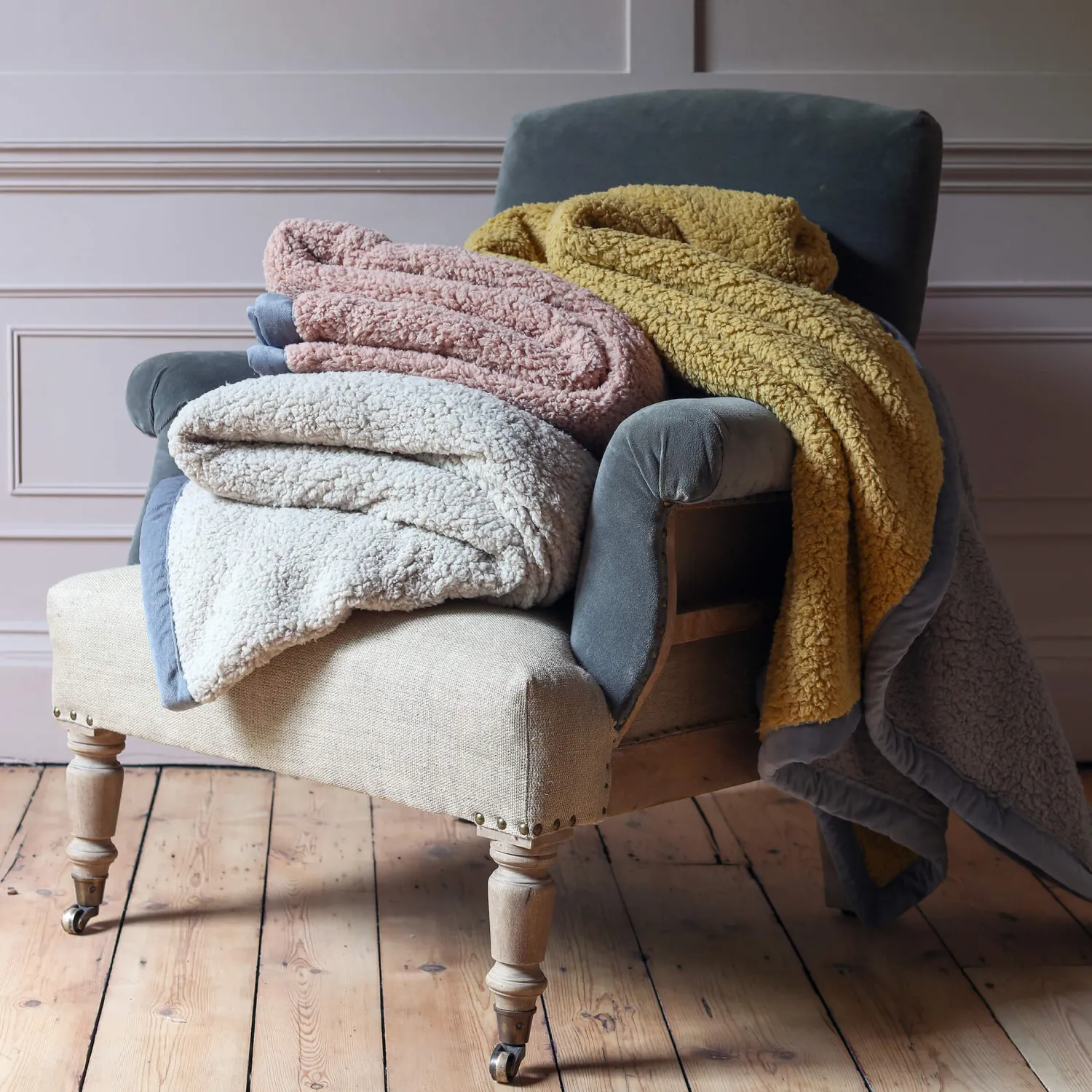 Graham & Green Stanley Deconstructed Velvet and Linen Armchair
