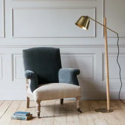 Graham & Green Stanley Deconstructed Velvet and Linen Armchair