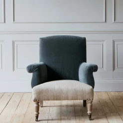 Graham & Green Stanley Deconstructed Velvet and Linen Armchair