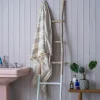 Graham & Green Stone Wide Stripe Turkish Beach Towel Wrap