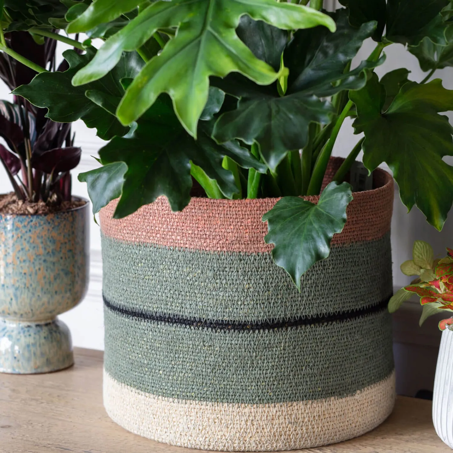 Graham & Green Striped Rust and Green Basket
