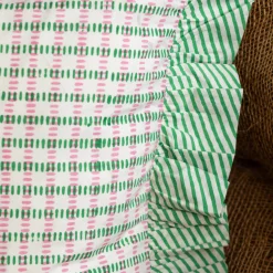 Graham & Green Sundae Green & Pink Frill Square Cushion