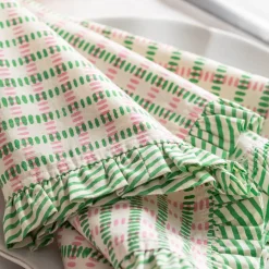 Graham & Green Sundae Green and Pink Frill Napkin