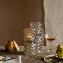 Graham & Green Tall Grey Stacked Bubble Tealight Holder