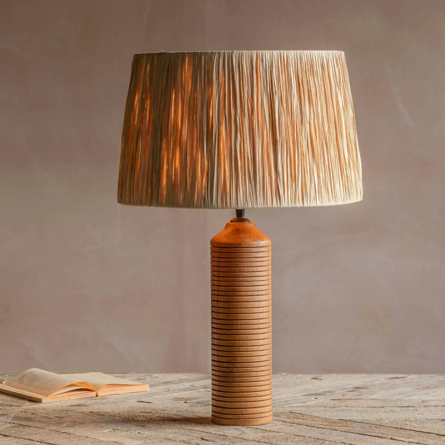Graham & Green Tall Leya Wooden Table Lamp