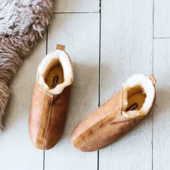 Graham & Green Tan Sheepskin Lina Slippers