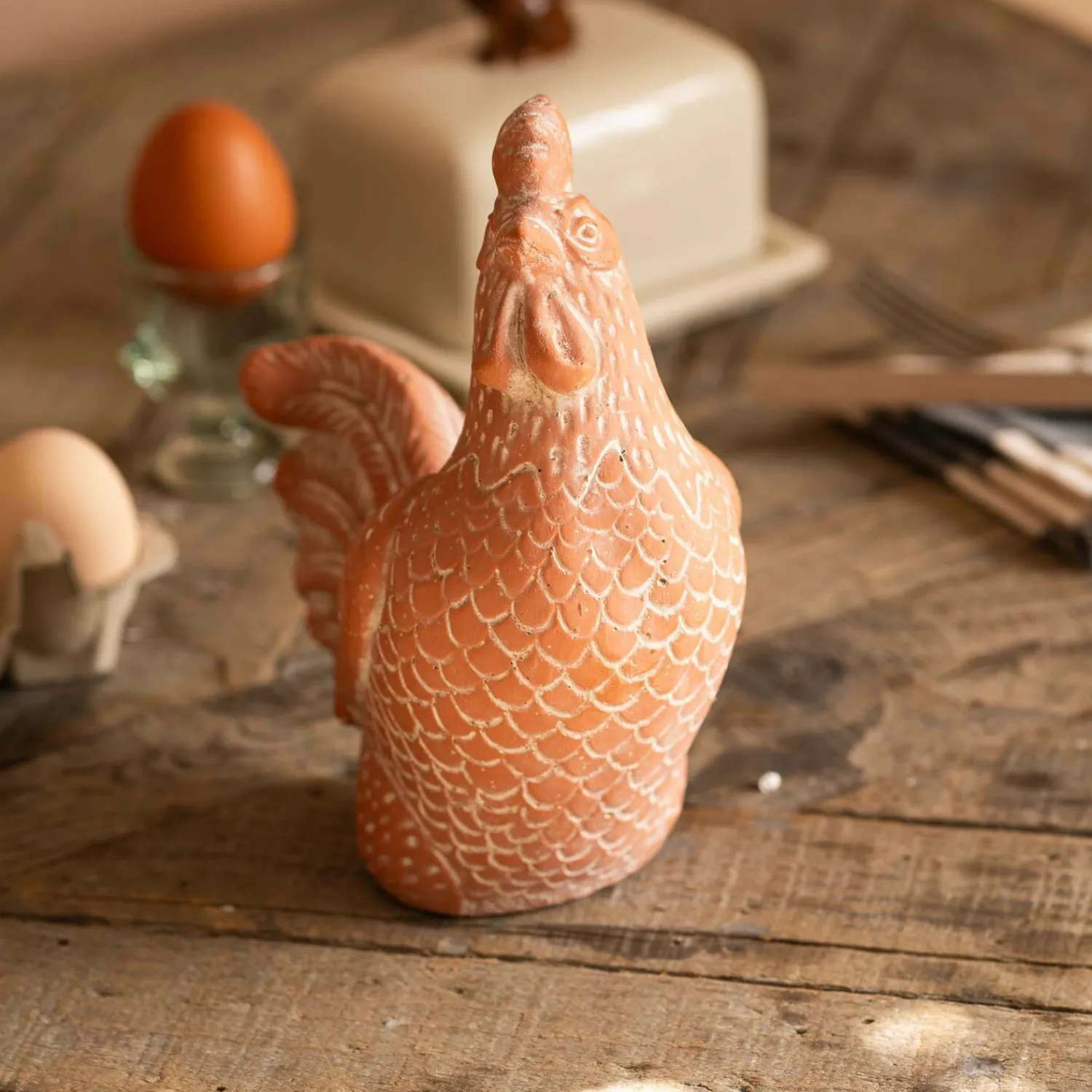 Graham & Green Terracotta Rooster Ornament