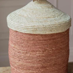 Graham & Green Terracotta Woven Basket with Lid