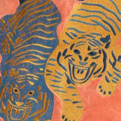 Graham & Green Tiger Embroidered Velvet Square Cushions