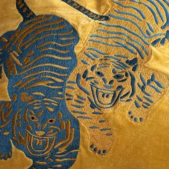 Graham & Green Tiger Embroidered Velvet Square Cushions