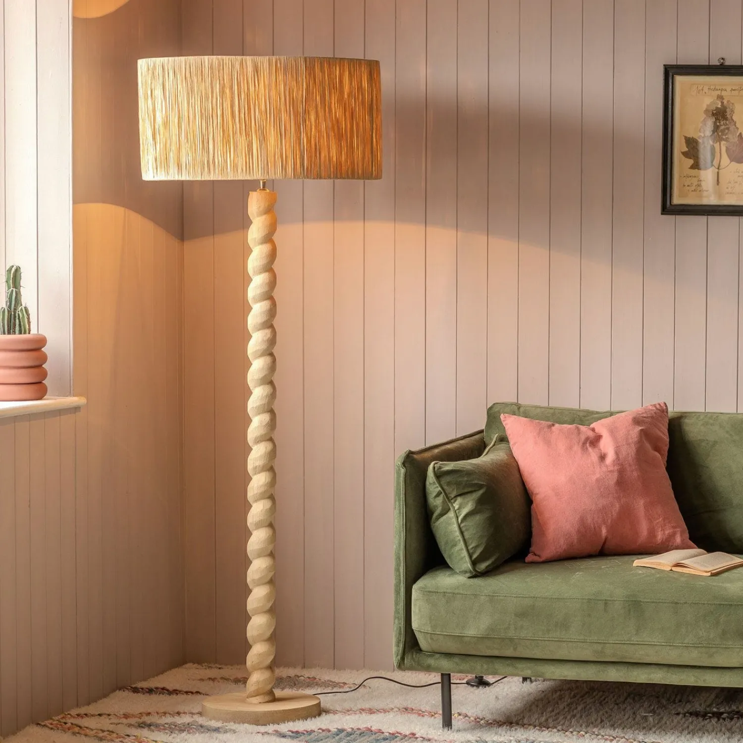 Graham & Green Tordu Wooden Floor Lamp