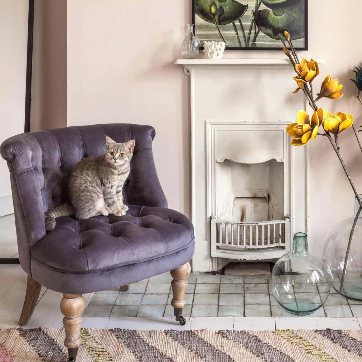 Graham & Green Trianon Grey Velvet Chair