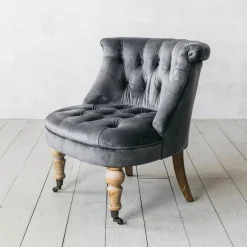 Graham & Green Trianon Grey Velvet Chair