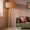 Graham & Green Twin Stem Wooden Floor Lamp