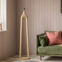 Graham & Green Twin Stem Wooden Floor Lamp