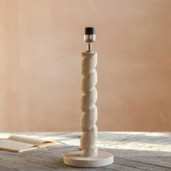 Graham & Green Twisted Natural Wood Table Lamp