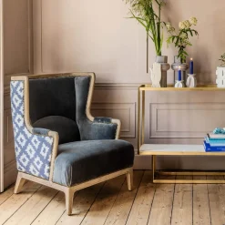 Graham & Green Valentin Blue Ikat Armchair