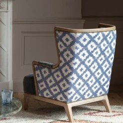 Graham & Green Valentin Blue Ikat Armchair