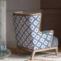 Graham & Green Valentin Blue Ikat Armchair