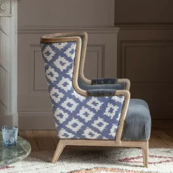 Graham & Green Valentin Blue Ikat Armchair