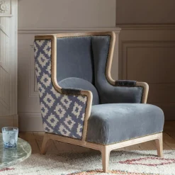 Graham & Green Valentin Blue Ikat Armchair