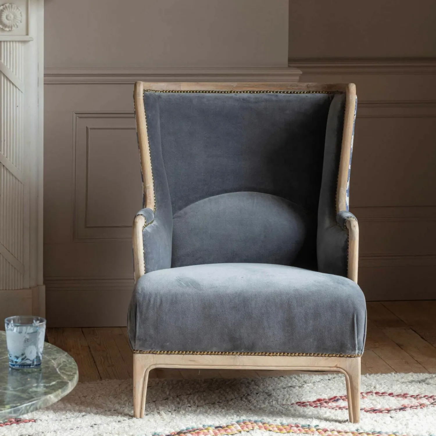 Graham & Green Valentin Blue Ikat Armchair