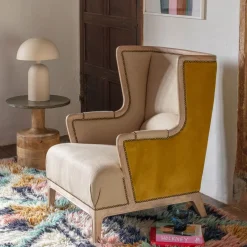 Graham & Green Valentin Yellow Velvet Armchair