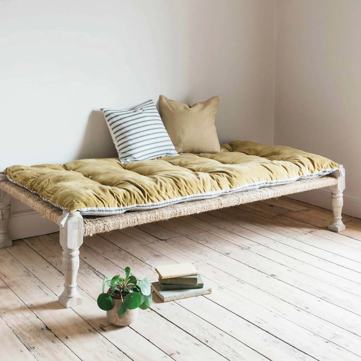 Graham & Green Velvet Bed Rolls with Striped Reverse