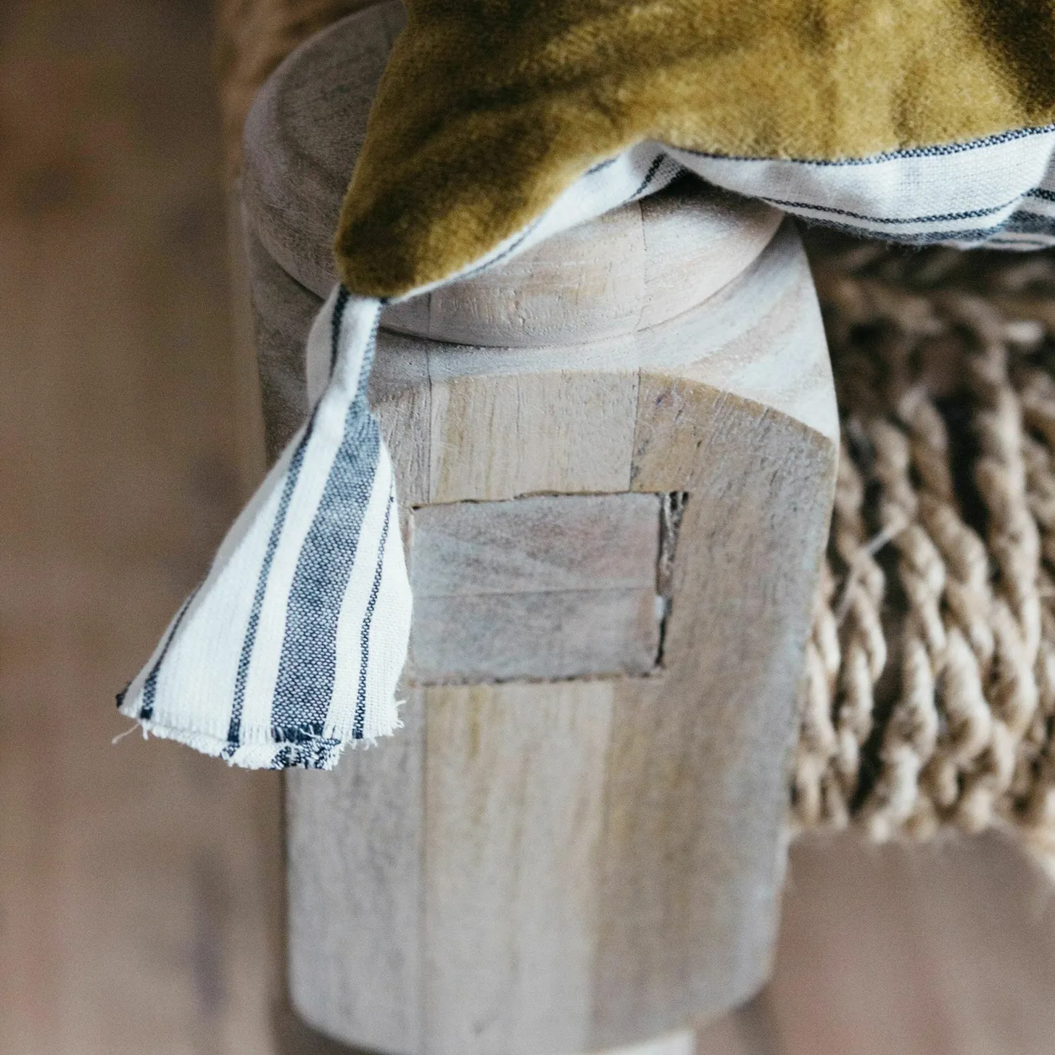 Graham & Green Velvet Bed Rolls with Striped Reverse