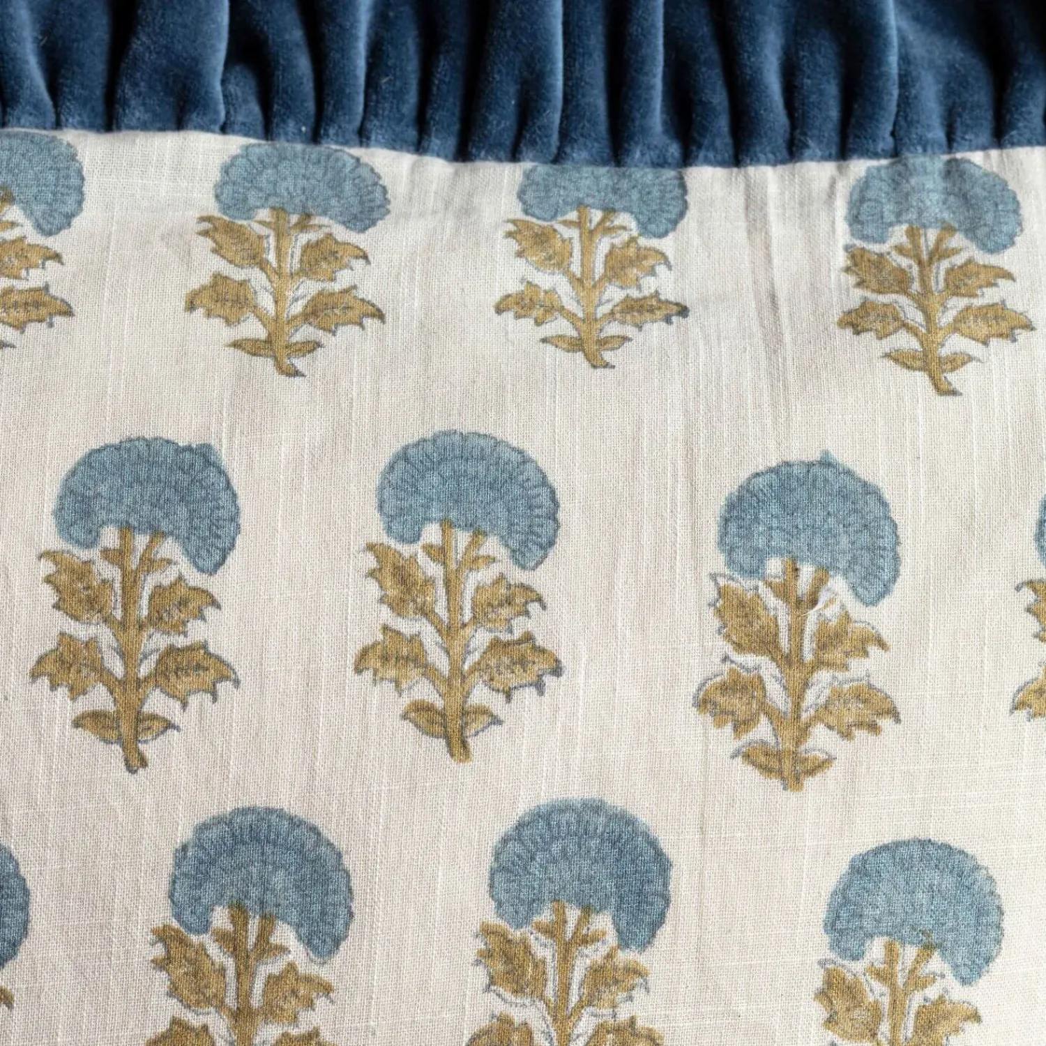 Graham & Green Velvet Frill Floral Block Printed Sherpa Throws