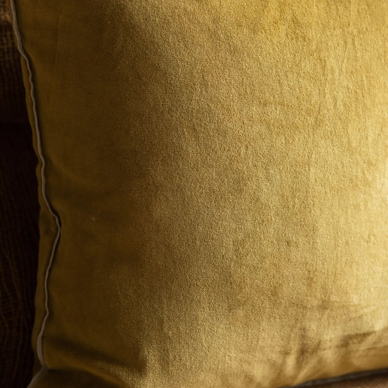 Graham & Green Velvet Square Cushions with Linen Trim