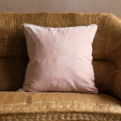 Graham & Green Velvet Square Cushions with Linen Trim