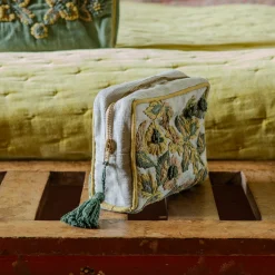Graham & Green Viola Embroidered Linen Wash Bag
