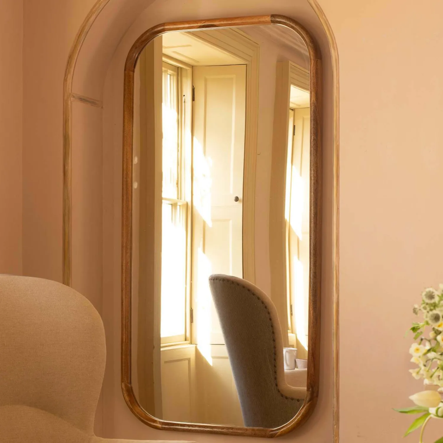 Graham & Green Walter Extra Large Natural Wood Mirror