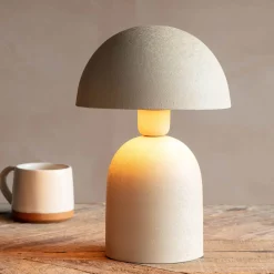 Graham & Green Warm Grey Textured Dome Table Lamp