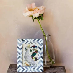 Graham & Green White and Grey Chevron Bone Frame