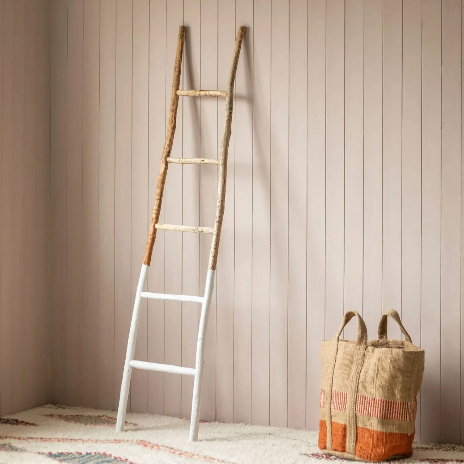 Graham & Green White Dipped Wooden Ladder
