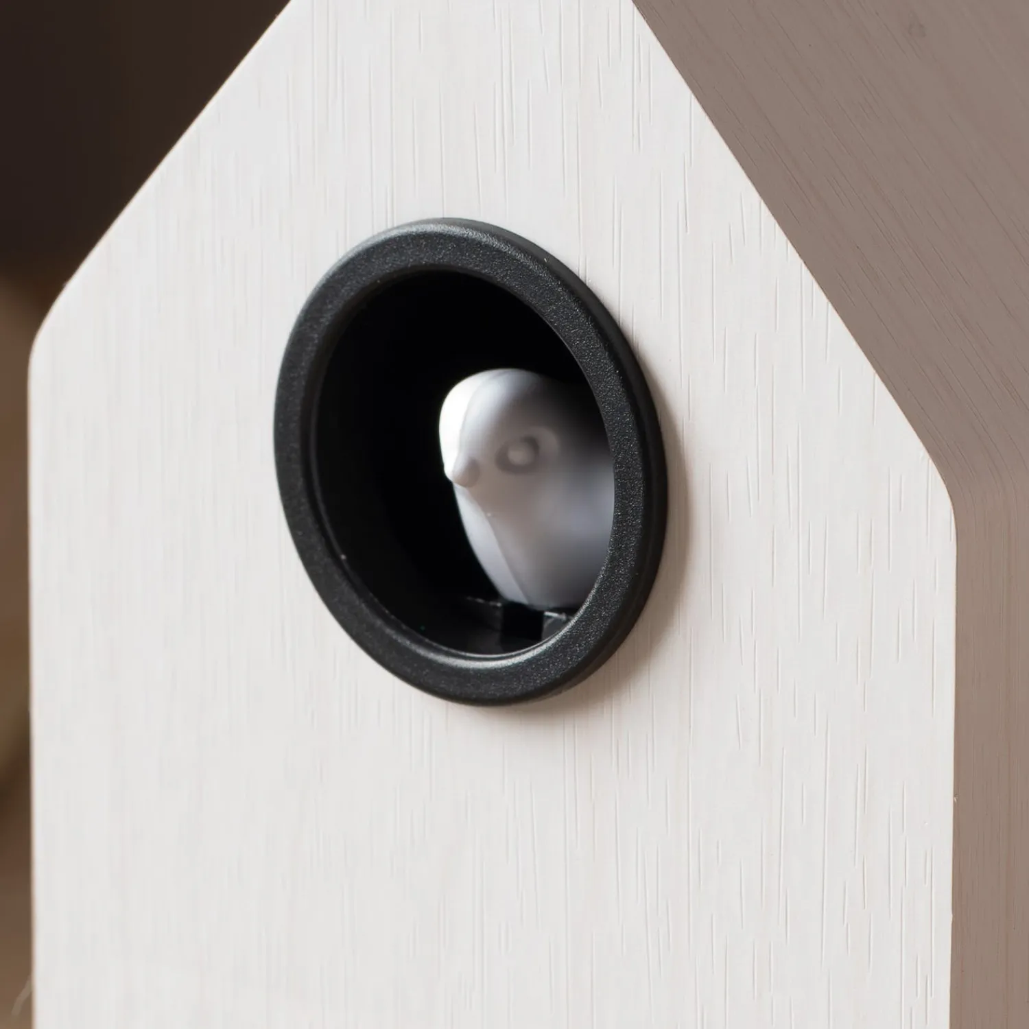 Graham & Green White Wooden LED Cuckoo Alarm Clock