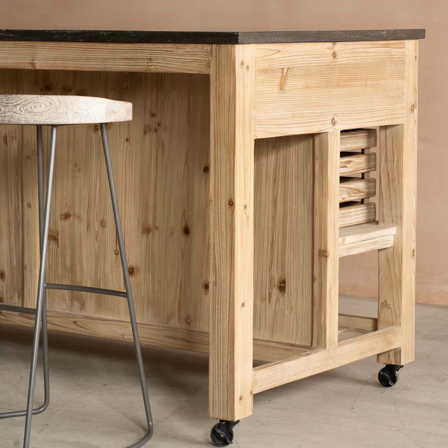 Graham & Green Whitewashed Hudson Kitchen Breakfast Bar