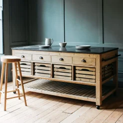 Graham & Green Whitewashed Hudson Kitchen Island