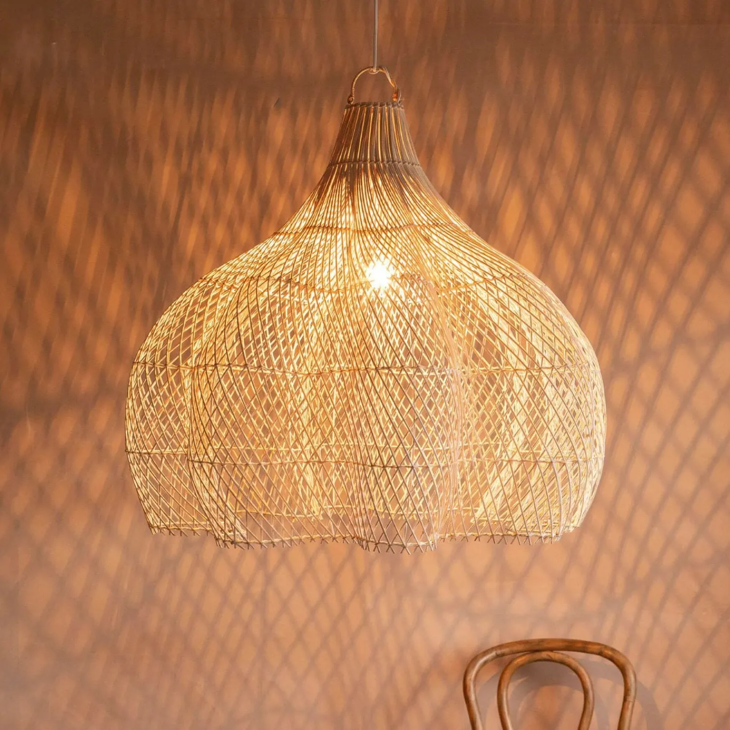 Graham & Green Whitewashed Rattan Ceiling Shade