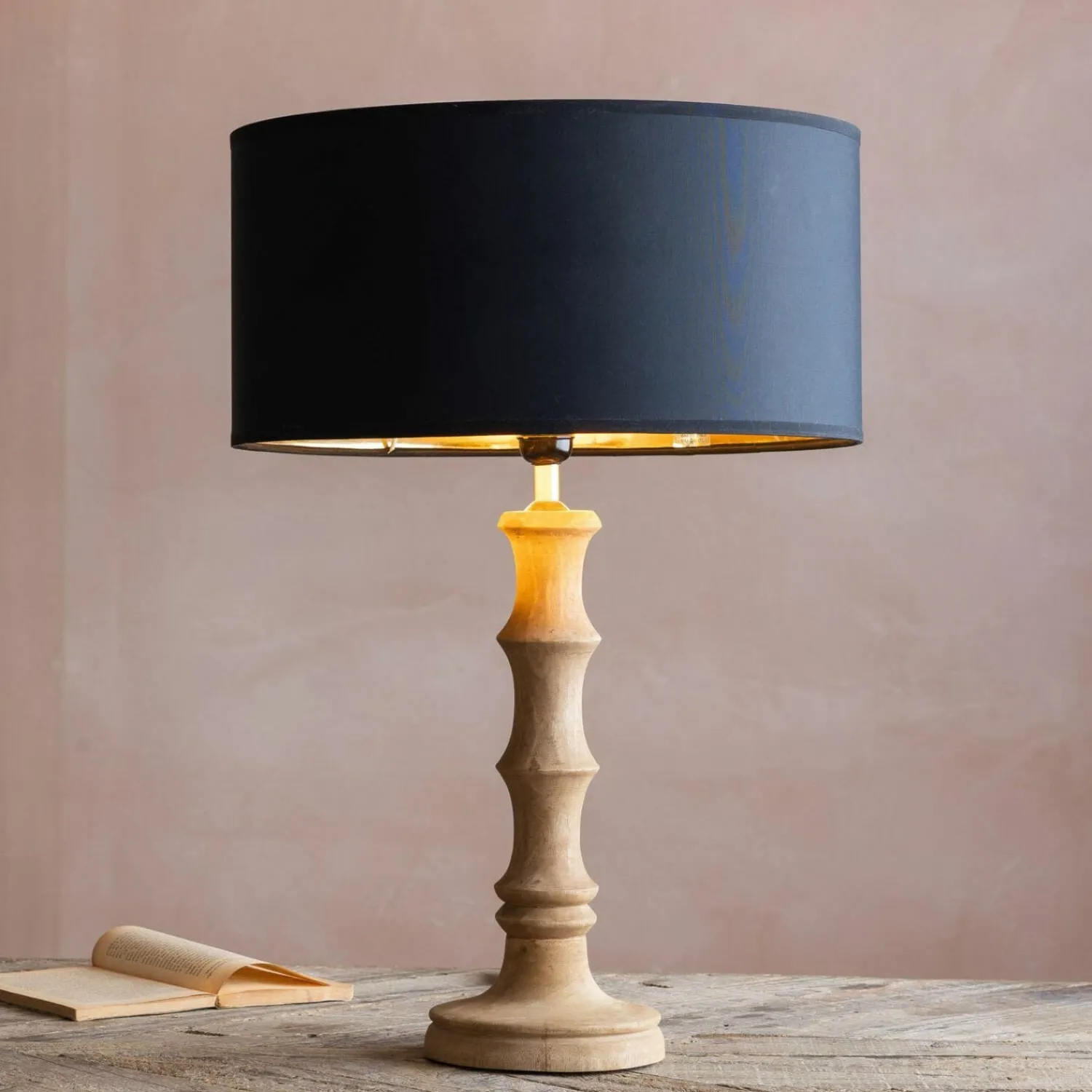 Graham & Green Wooden Bamboo Table Lamp Small