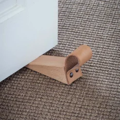 Graham & Green Wooden Door Wedge With Leather Strap